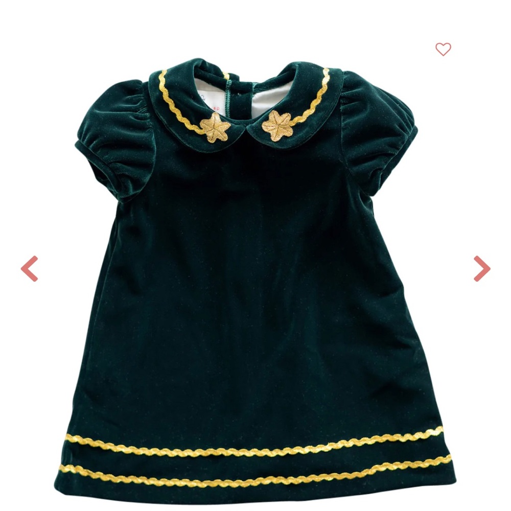 Green and gold velvet dress jumper smockingbird